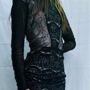 TOPSHOP/Topshop Black Detailed Dress/Size 4